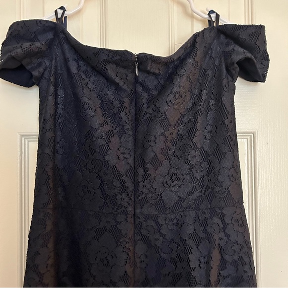 NWT Lauren Ralph Lauren Luiana Lace Off-Shoulder Navy Blue Evening Dress - Picture 9 of 14
